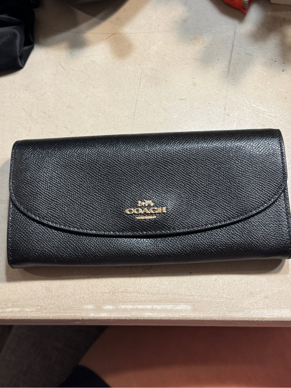 Coach Women's Leather Slim Envelope Flap Long Wallet Black